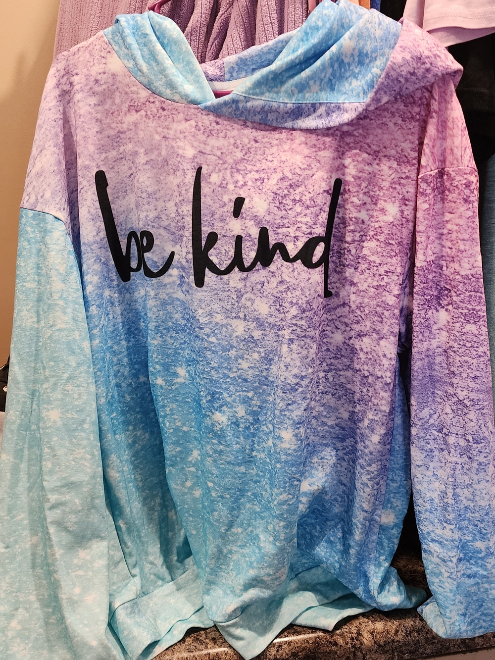 Be Kind Ombre Hoodie Sweatshirt - Blue & Purple Kids Top